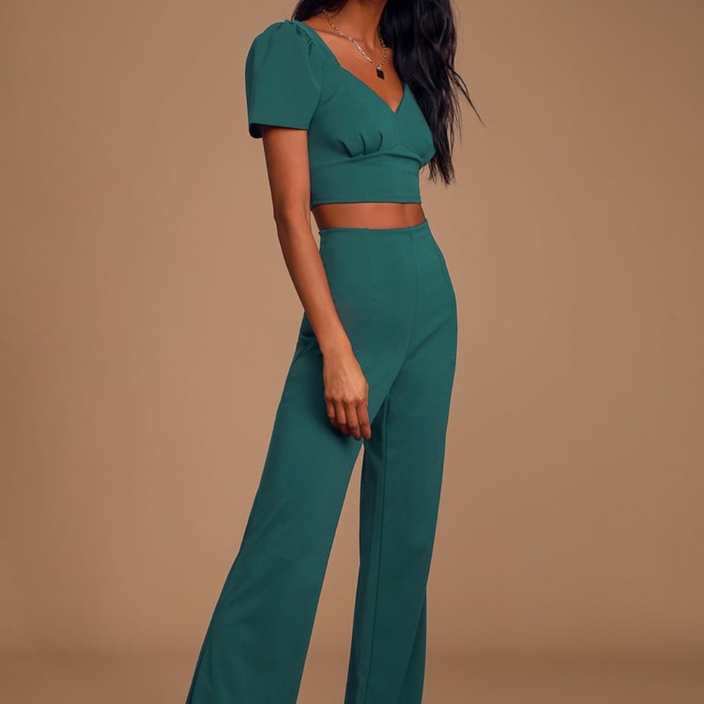 LULU’S Limousine Dreams Forest Green Puff Sleeve